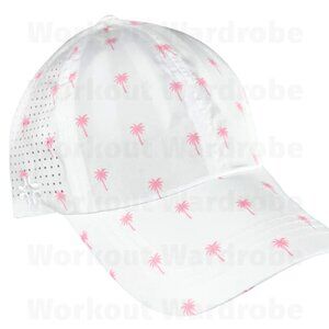 VimHue Women's Tennis Cap Palms Print Only (Pink) UPF 50+